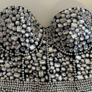 Embellished Black and Silver Bustier